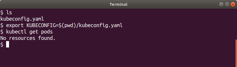 Setting KUBECONFIG in terminal