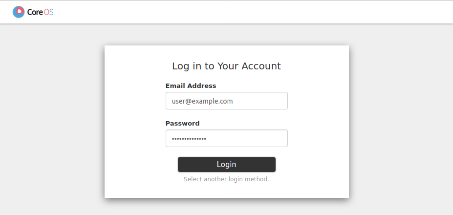 User authentication page