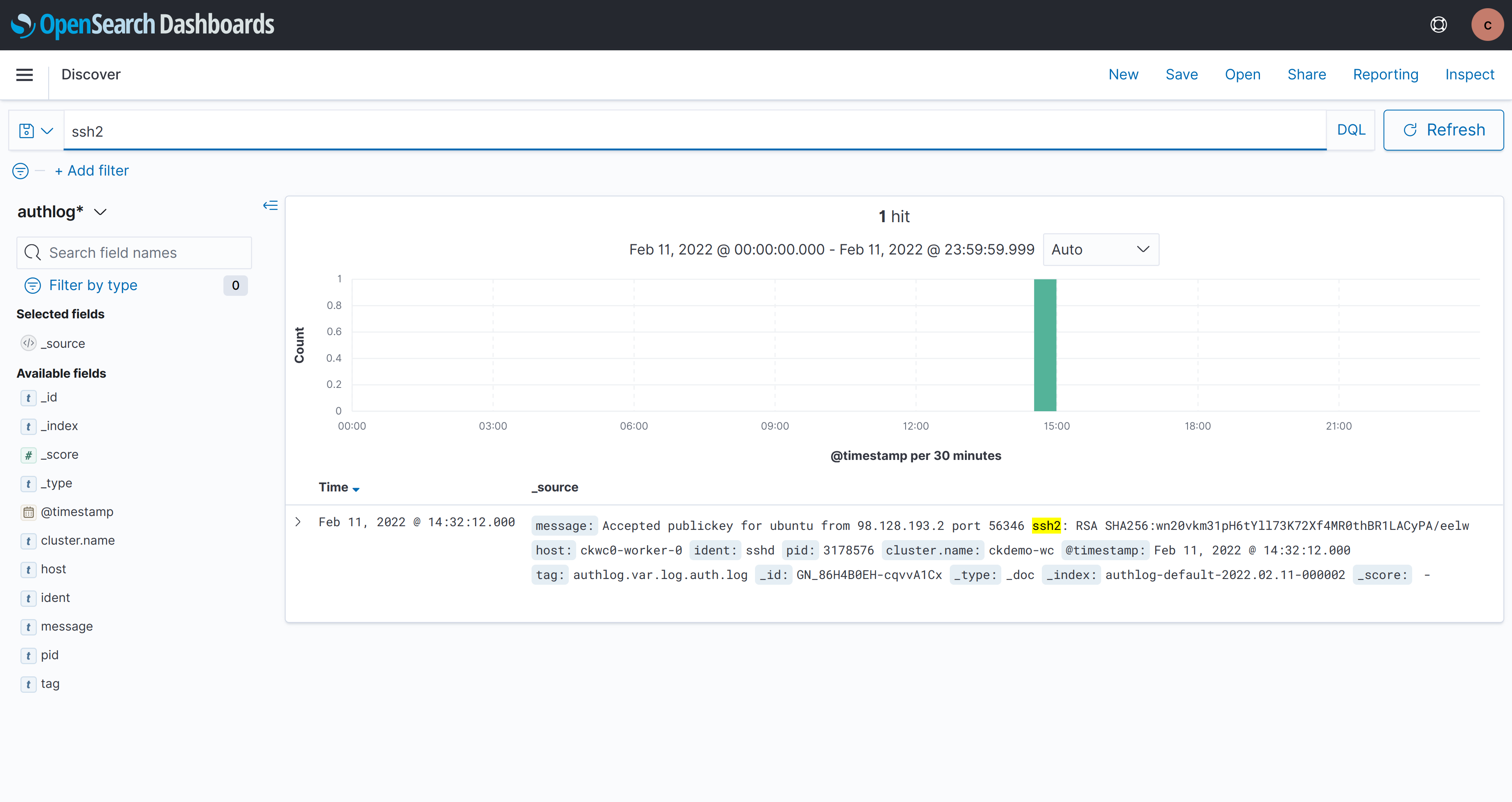 Example of SSH Access Logs