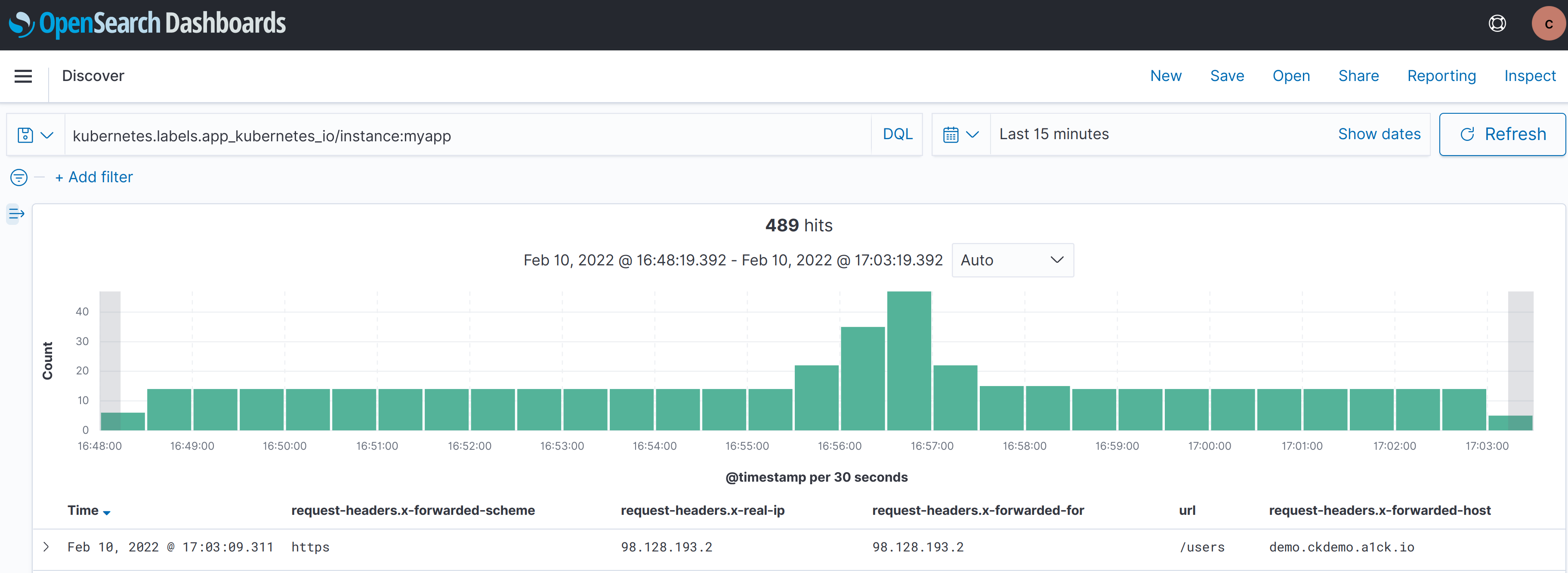 HTTP request headers shown in the user demo