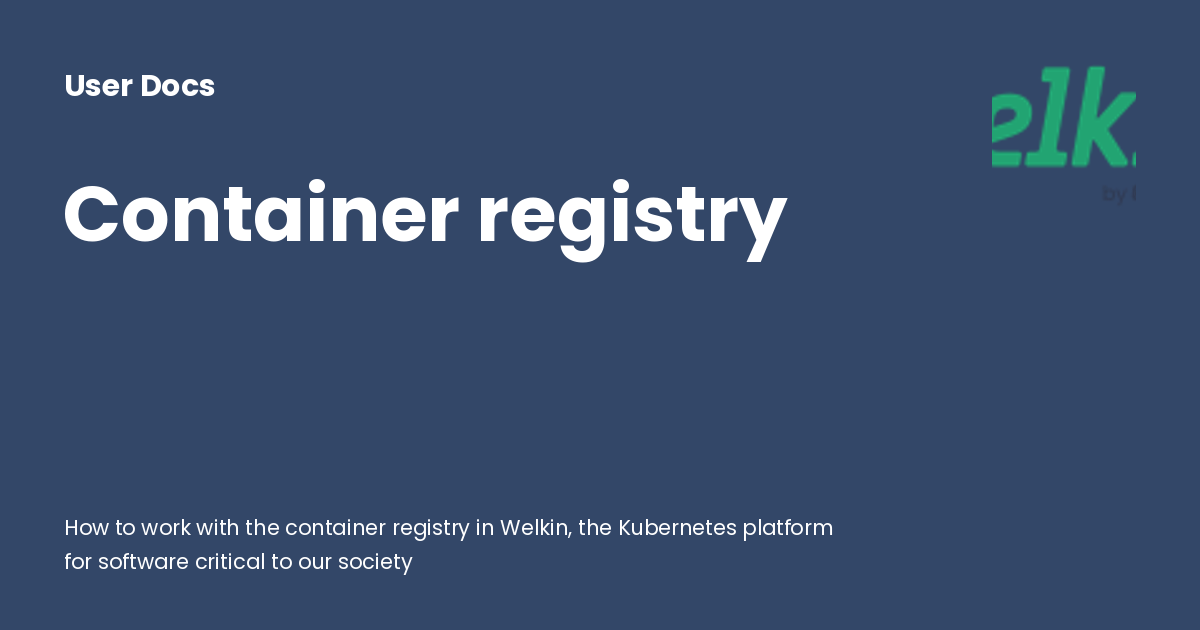 Container registry - User Docs